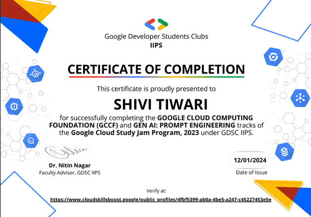 Google Cloud Study Jam Program certificate