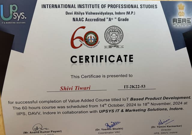 VAC IOT 2024 certificate